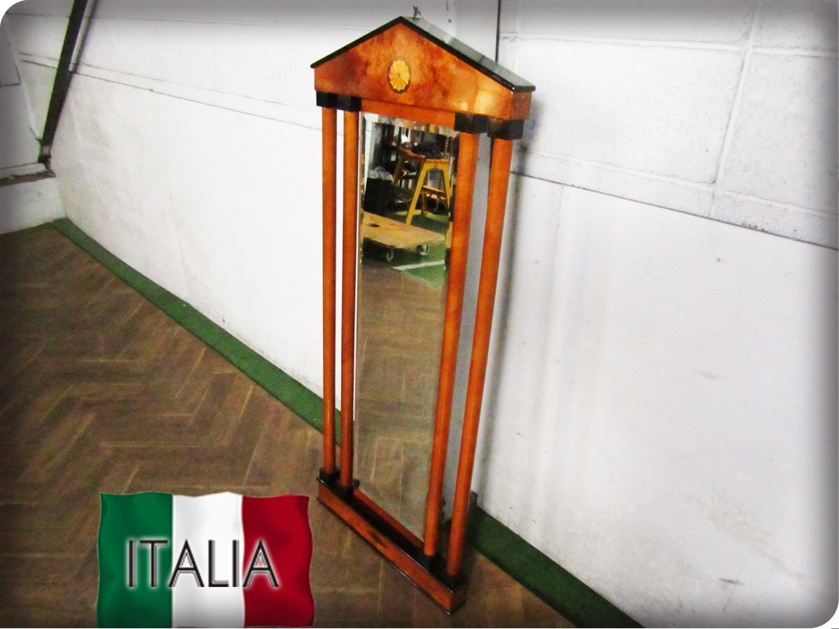 美品/イタリア最高級/ラグジュアリー/有名超高級ホテル/オーセンティック/バーズアイメープル/象嵌/classic/姿見/鏡/ミラー/30万/khhn3136k