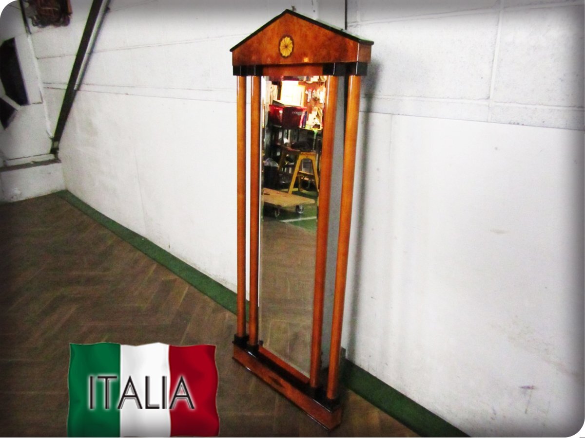 美品/イタリア最高級/ラグジュアリー/有名超高級ホテル/オーセンティック/バーズアイメープル/象嵌/classic/姿見/鏡/ミラー/30万/khhn3138k