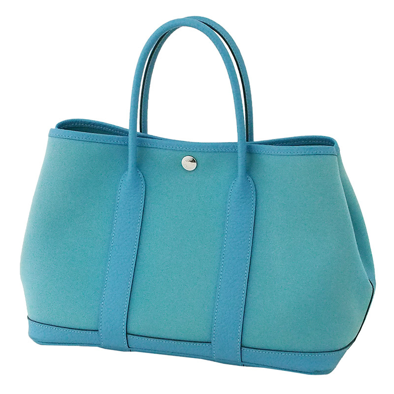 ◆ミウラ◆ エルメス HERMES ガーデンパーティ TPM トワルオフィシエ C刻印(2018年製造) ハンドバッグ 青