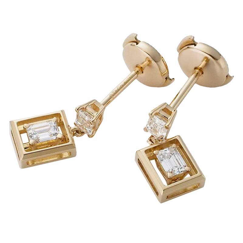 ◆ミウラ◆ ティファニー TIFFANY&Co. K18RG ジュエルボックス ダイヤモンド/0.34ct×2 ピアス 仕上済 ローズゴールド