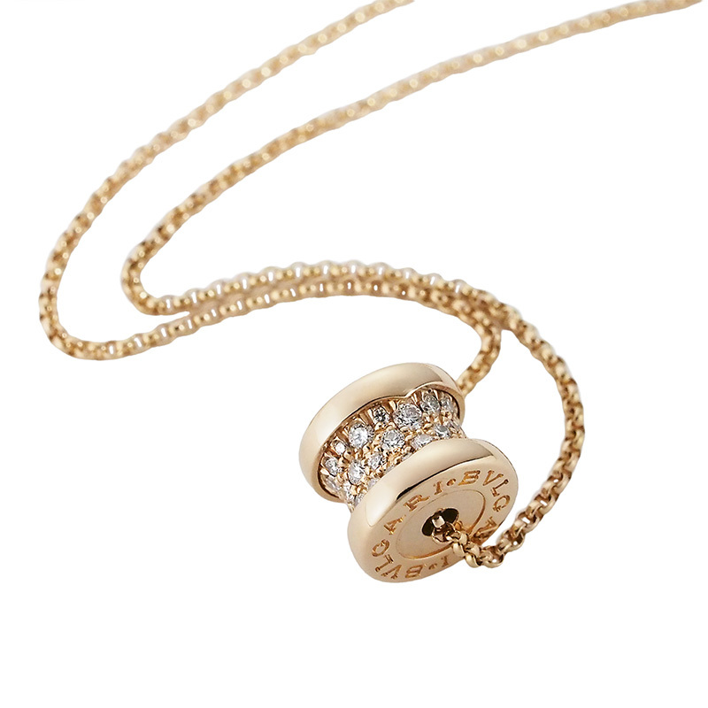 ◆ミウラ◆ ブルガリ BVLGARI ビーゼロワン B-zero1 K18PG ネックレス パヴェ ダイヤモンド ピンクゴールド 仕上済 351116