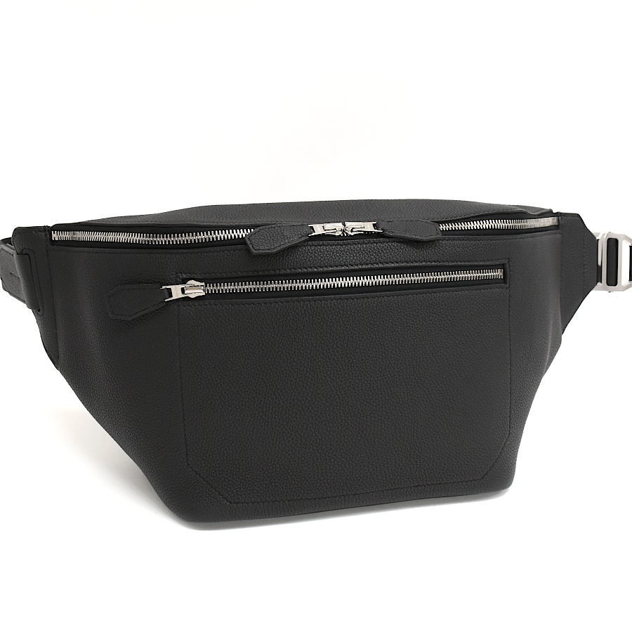 新品同様 エルメス シティスライドクロスGM ベルトバッグ ボディバッグ D刻印 レザー ブラック シルバー金具 HERMES