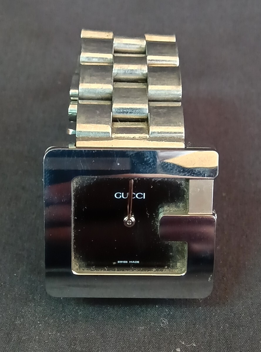 【送料無料】不動 GUCCI グッチ 3600M スクエア SS ブラック文字盤 クオーツ メンズ腕時計 0065457