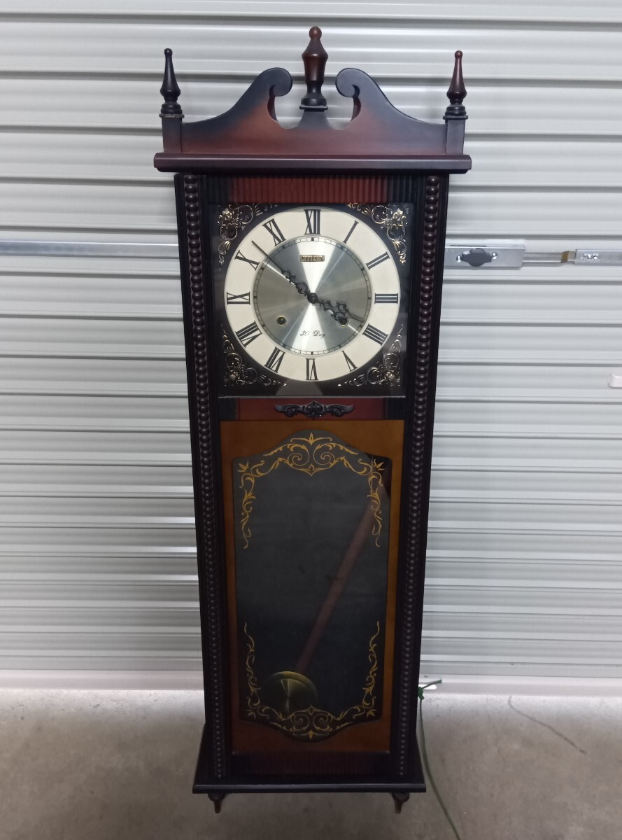 【直接引き取り大歓迎】贈答用刻印あり シチズン CITIZEN 30DAY 振り子時計 柱時計 昭和レトロ アンティーク 大型 当時物 木製