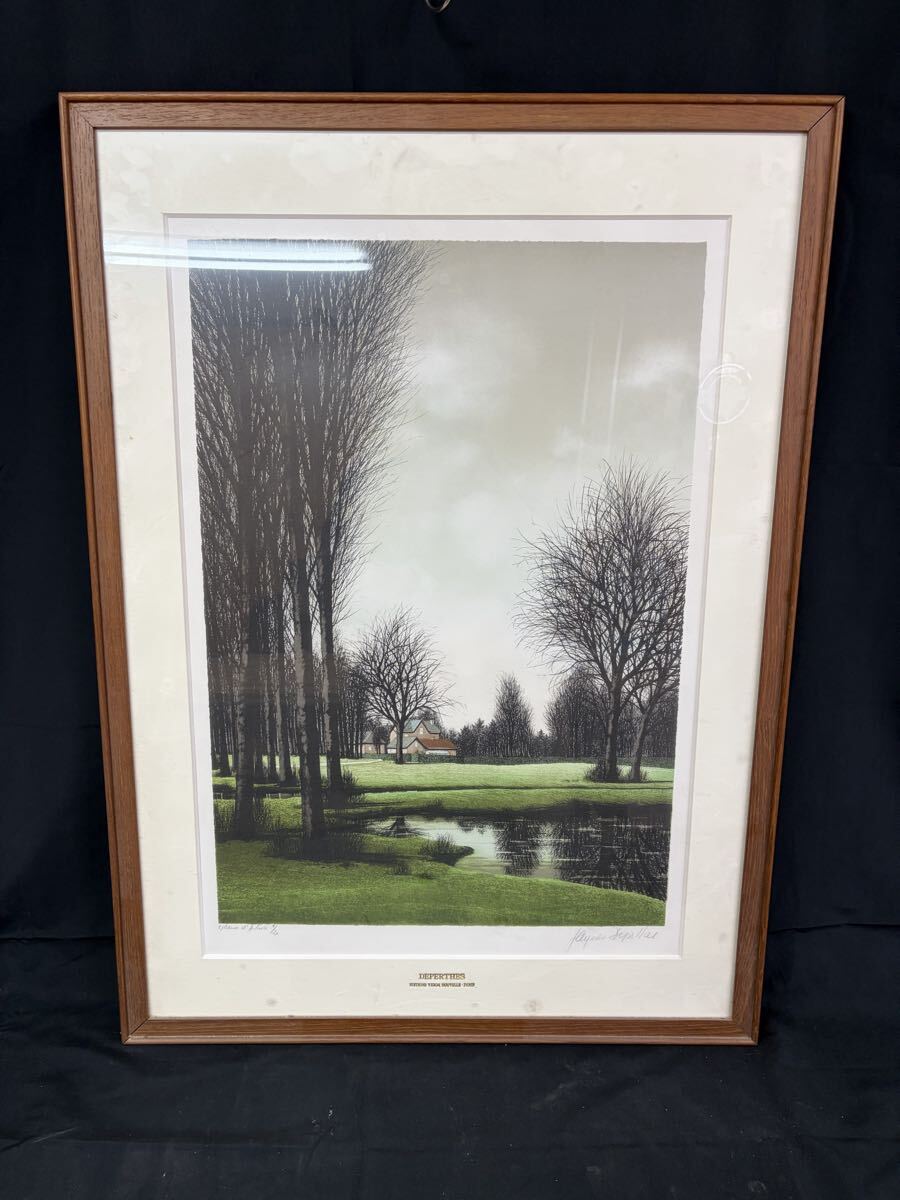【直接引き取り大歓迎】【真作】ジャック・デペルト Jacques Deperthes「イルドフランスの風景」リトグラフ 大作 サイン有 絵画 風景画