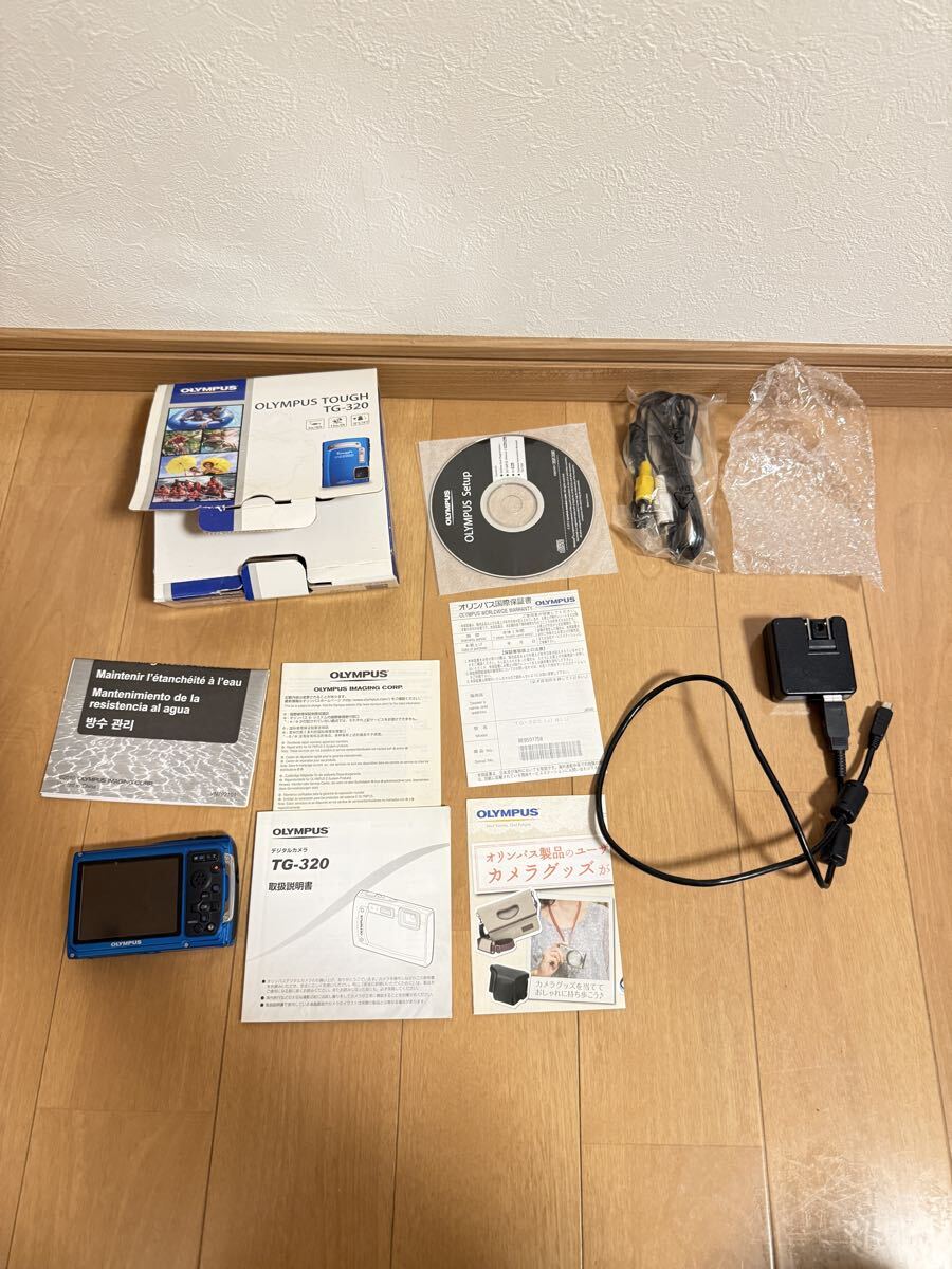 1円から　OLYMPUS オリンパス TG-320 Tough 防水デジカメ ブルー【元箱・取説・付属品あり】現状渡し