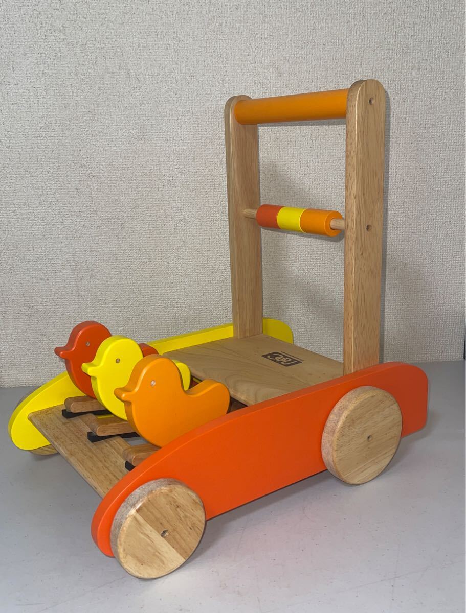 美品　木製　手押し車　ニチガン　ベビーウォーカーピピ カタカタ　ビタミンカラー よちよち歩き　幅約29㎝ 奥行約40㎝ 高さ約40㎝ 20ー9