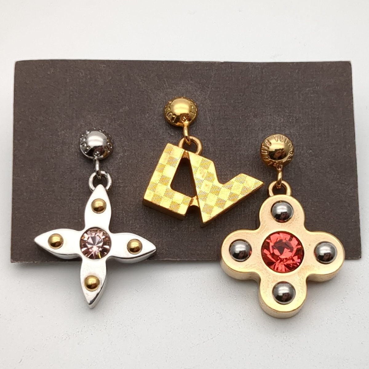 LOUIS VUITTON ルイ・ヴィトン ピアス ブックル ドレイユ ラブレターズGM モノグラム 3点セット ゴールド金具 シルバー金具 M66799