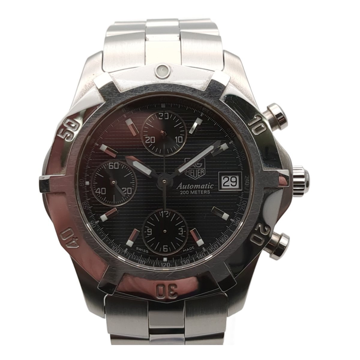 TAG HEUER タグホイヤー エクスクルーシブ CN2111-0 クロノグラフ 腕時計 メンズ 自動巻き 機械式 動作品 デイト 黒文字盤 中古