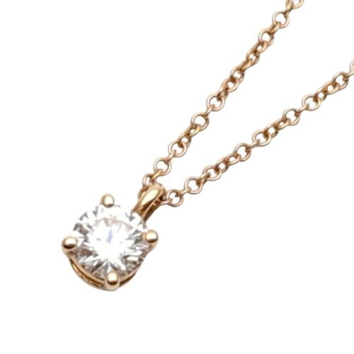 TIFFANY&Co. ティファニー ソリティア ペンダントネックレス ダイヤモンド 750 K18YG 0.38ct 約1.8g 約40cm ケース 箱 鑑定書付き