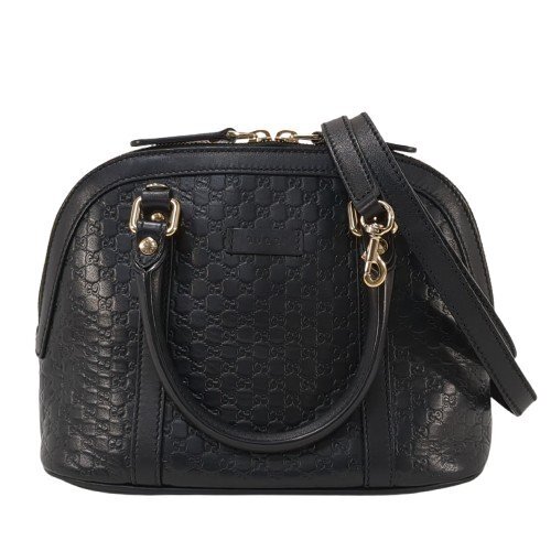 GUCCI グッチ マイクログッチシマ ショルダーバッグ ハンドバッグ 2WAY レザー ブラック 黒系 ゴールド金具 GG 保存袋付き　449654