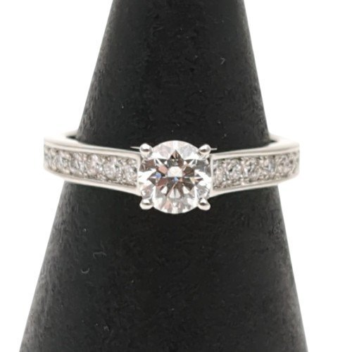 Cartier カルティエ リング ソリテール Pt950 ダイヤモンド0.42ct GIA H VVS2 EX ハーフエタニティ 約7号 約3.8g プラチナ 指輪 表記47