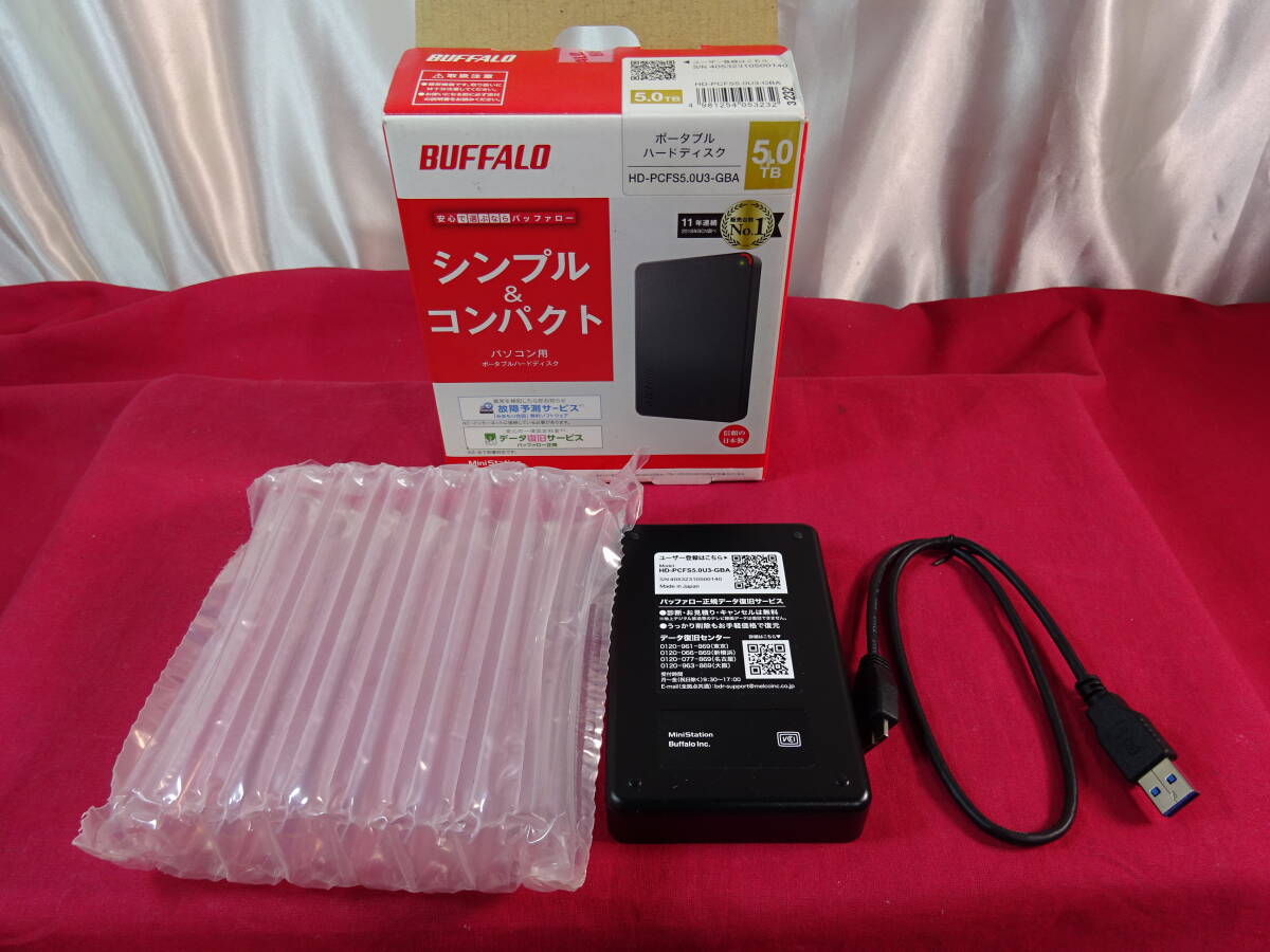 BUFFALO シンプル＆コンパクト　ポータブルハードディスク　5TB 未使用品　(HD5T-103)