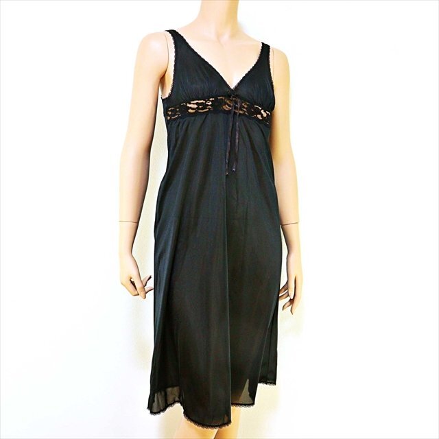 CX1-856//なめらかな肌ざわりが心地いい☆大人の気品あふれる光沢ブラック☆スリップ※一番安価で送料はゆうパケット250円