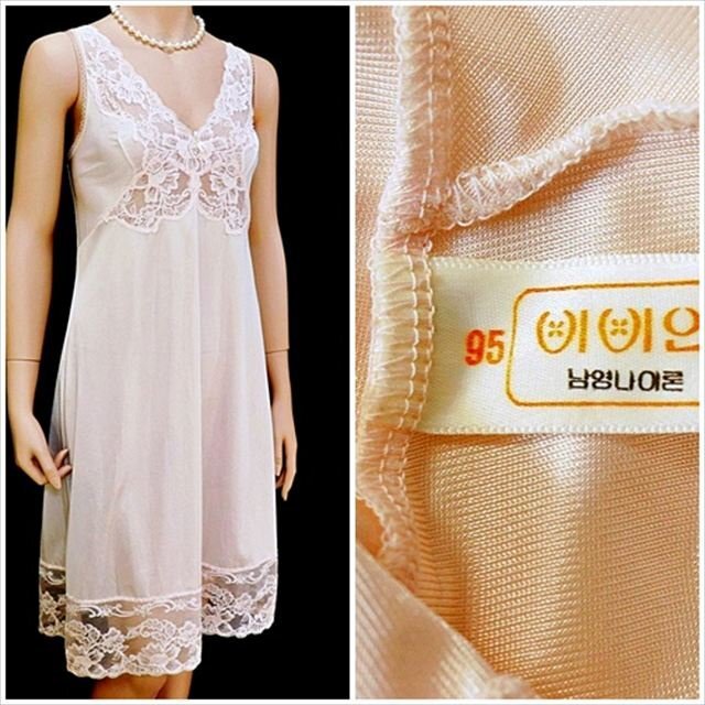 CE7-R50☆//ビビアン♪バスト95㎝のビッグなXLサイズ♪伸縮性有*大胆レース*ナイロン製スリップ※一番安価な送料はゆうパケットなら250円♪