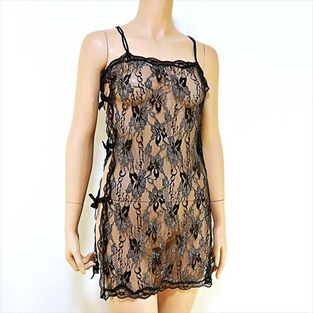 CE7-R70☆//EBLIN/エブリン♪Lサイズ*ストレッチレース*シルバーの存在感☆ベビードール※一番安価な送料はゆうパケットなら250円♪