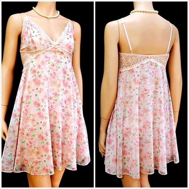 CX1-933//Lサイズ☆EBLIN/エブリン☆乙女心くすぐるフェミニンな花柄☆ふんわりシフォン☆ベビードール※一番安価で送料ゆうパケット250円