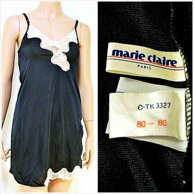 CE7-Y14☆//marie claireマリクレール☆スリット入り超華やかホワイトレース☆伸縮性有*スリップ※一番安価な送料はゆうパケットなら250円