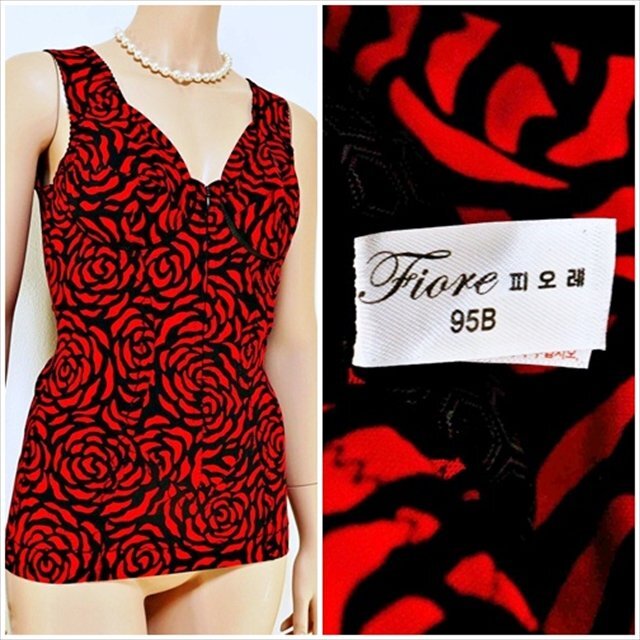 CE8-A48//ビッグなB90サイズ☆エレガントな薔薇柄デザイン☆フロントチャック付☆ボディシェイパー※一番安価で送料はゆうパケット250円