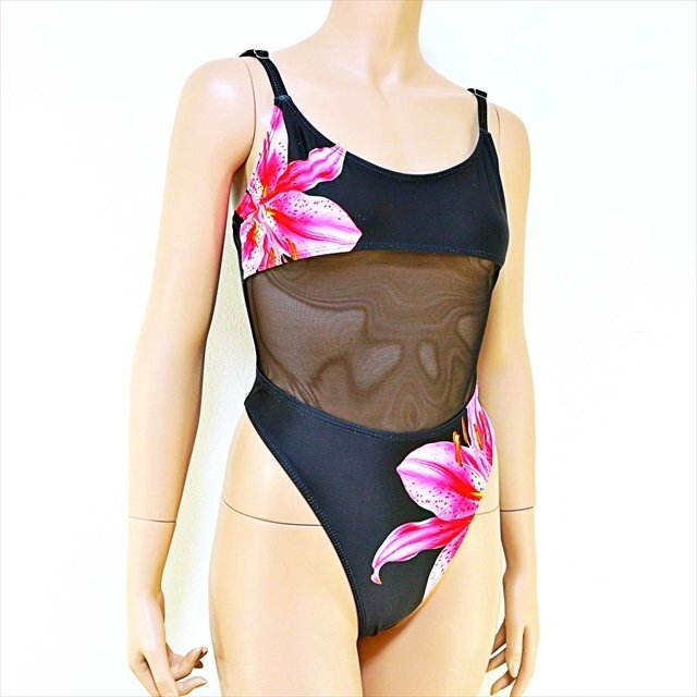 CX2-516//グラマーなXLサイズ☆大胆な花柄モチーフ☆ハイレグボディブリファー/レオタード※一番安価な送料はゆうパケット250円