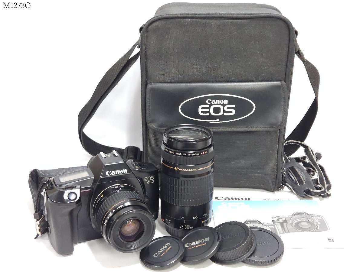 Canon EOS650 ZOOM LENS EF 35-80mm 1:4-5.6 75-300mm 1:4-5.6 キャノン 一眼レフ フィルムカメラ ボディ レンズ カメラバック M1273OA