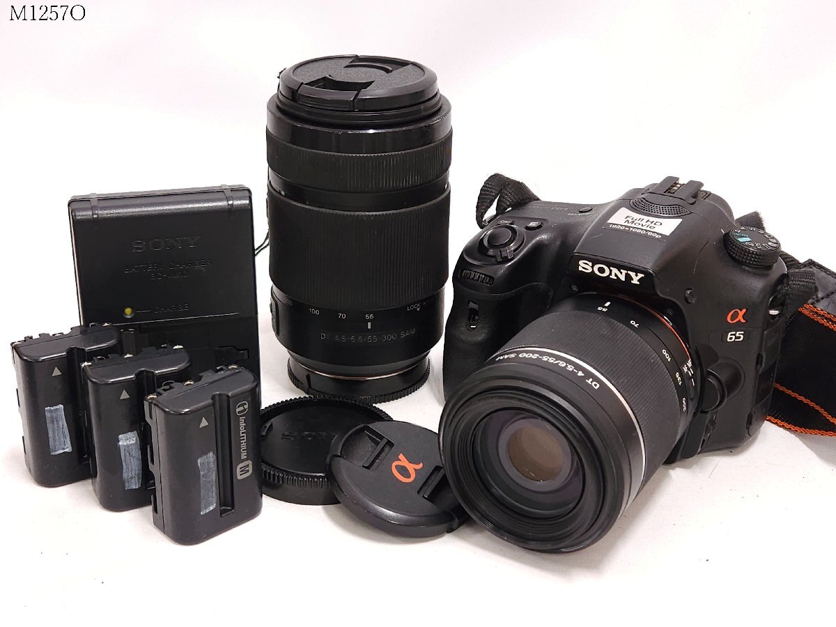 SONY α65 SLT-A65V DT 4‐5.6/55‐200 SAL55200-2 4.5-5.6/55-300 SAM SAL55300 ソニー 一眼レフ デジタルカメラ 撮影可 充電器付 M1257OB