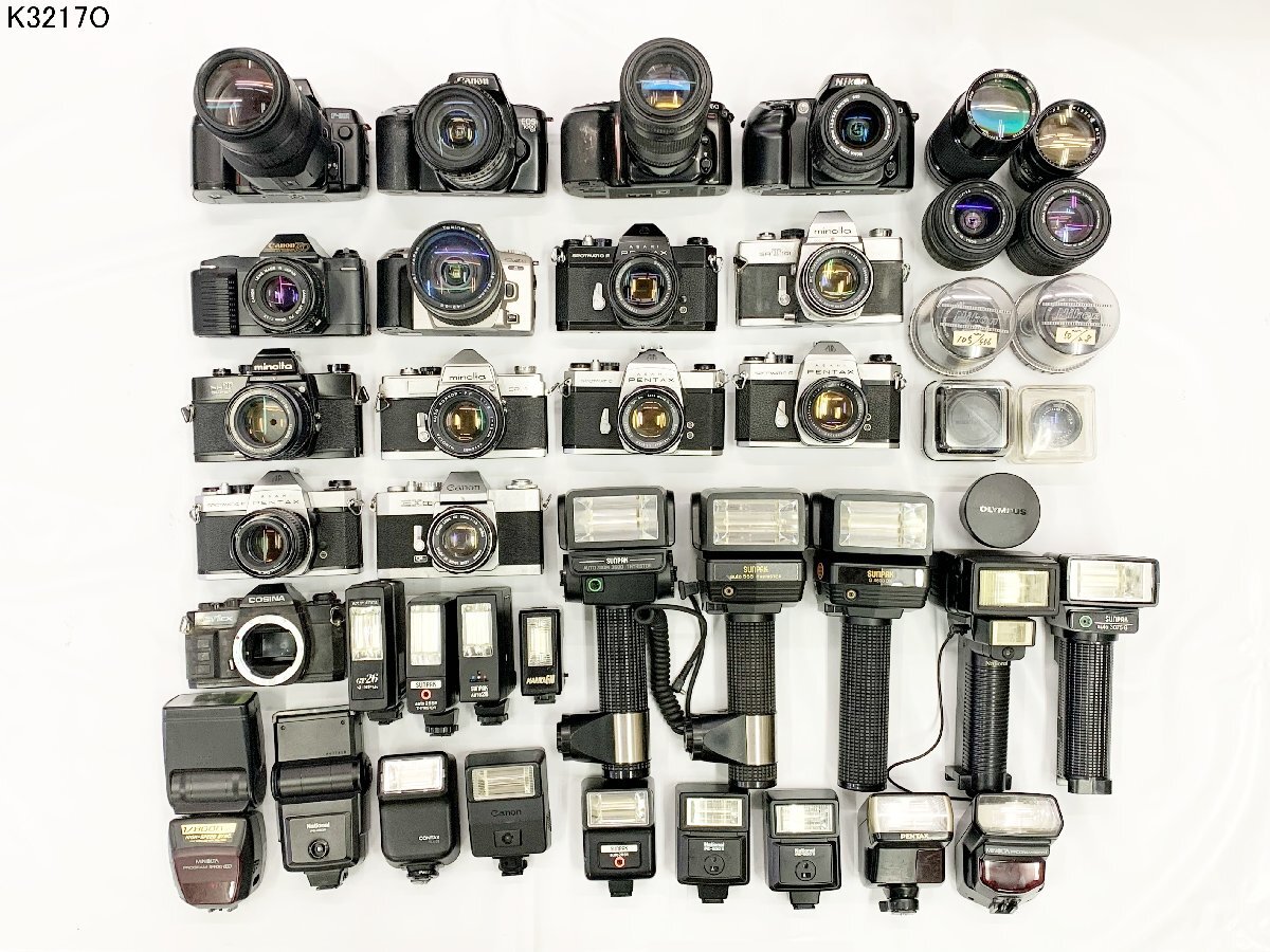 一眼レフ フィルムカメラ 大量 おまとめ ボディ レンズ AF MF Canon/Nikon/PENTAX/MINOLTA/COSINA/CONTAX/SIGMA etc.. K3217O.