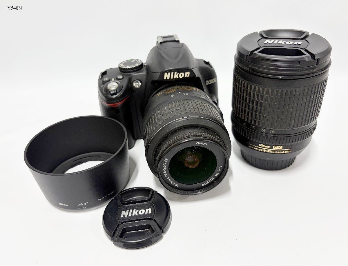ニコン D3000 AF-S DX NIKKOR 18-55mm 1:3.5-5.6G VR 18-135mm 1:3.5-5.6G ED 一眼レフ デジタルカメラ 現状品 Y548NC