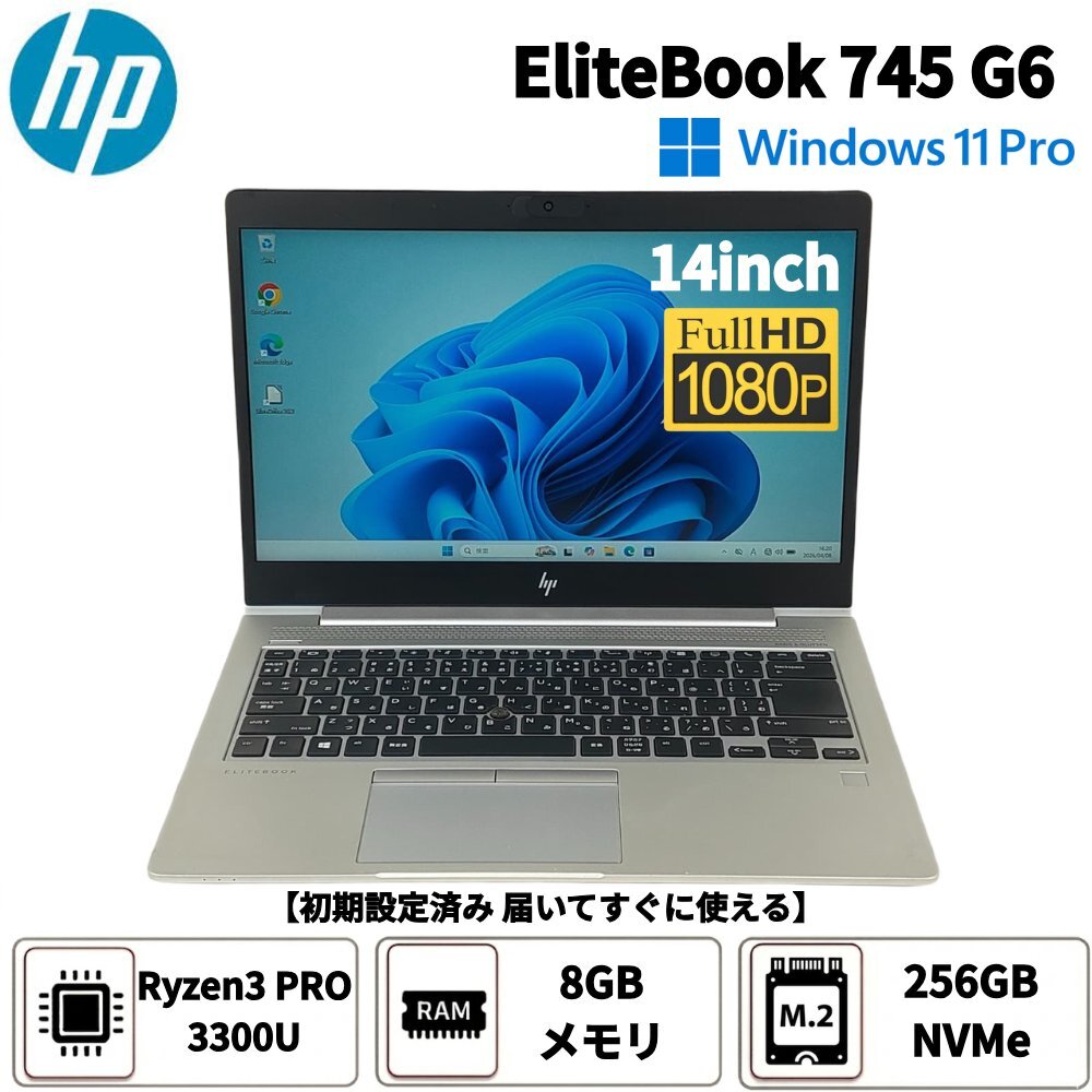 ●HP EliteBook 745 G6 / Ryzen3 PRO 3300U / 8GBメモリ / 256GB NVMe / 14型 / Windows 11 Pro【 ITS JAPAN 】