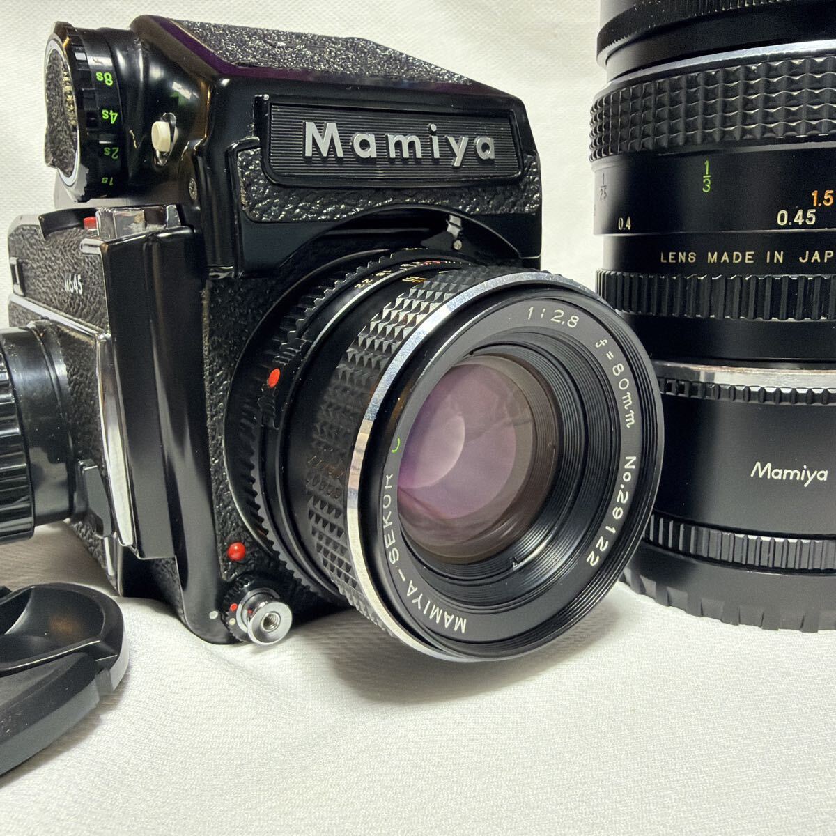Mamiya Ｍ６４５　AE finder selor c 80mm 2.8 80mm 4 macro auto macro spacer マミヤ　中判　フィルムカメラ　レンズ2本セット