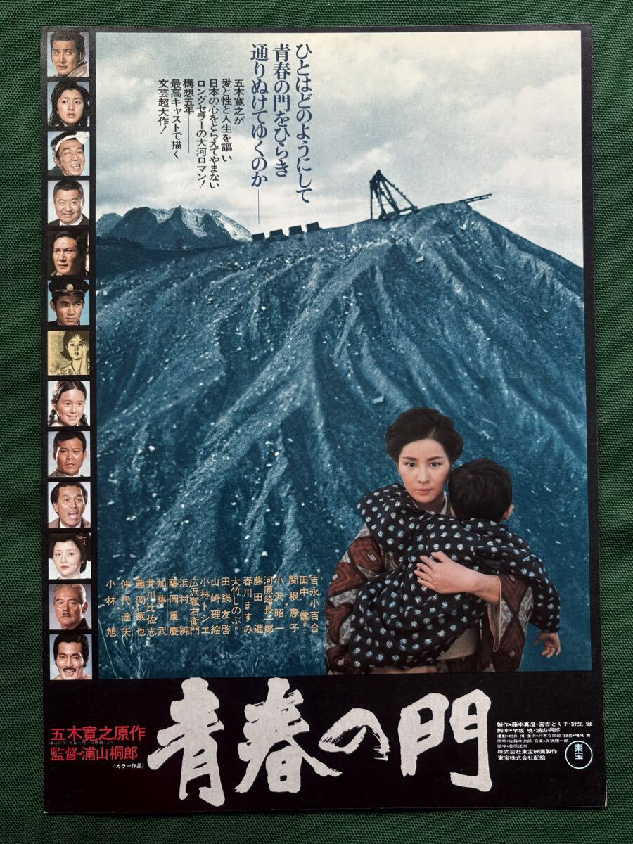 青春の門、映画チラシ、B5版、美品、上野東宝劇場、吉永小百合、関根恵子、田中健、桐山桐郎、監督、五木寛之、原作