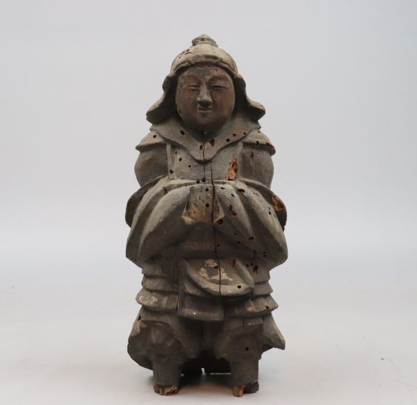 仏教美術 室町～江戸時代 木彫 韋駄天象 仏像 TK126