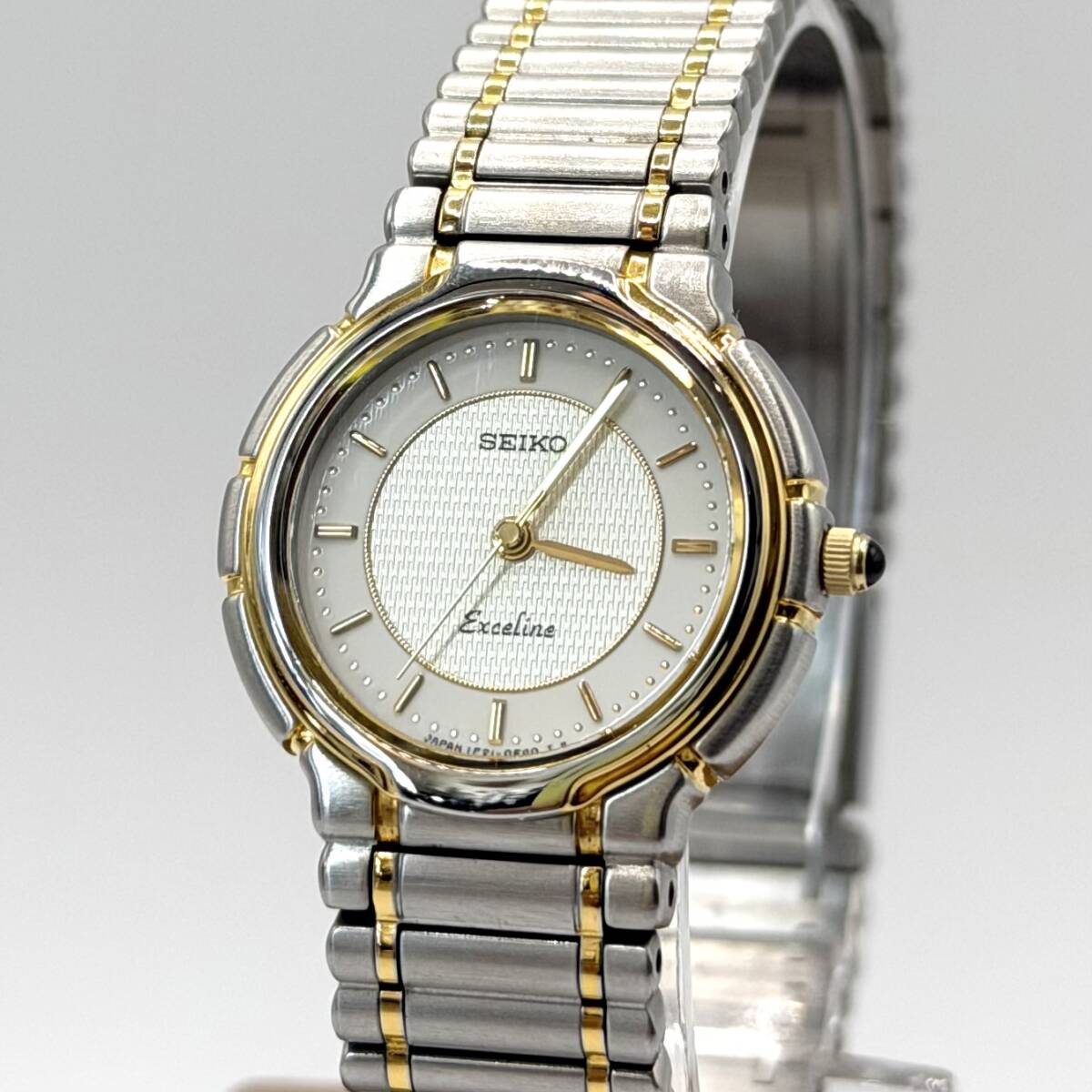 [新品電池稼働] SEIKO Exceline セイコー エクセリーヌ コンビ ゴールド クォーツ 3針 腕時計 レディース