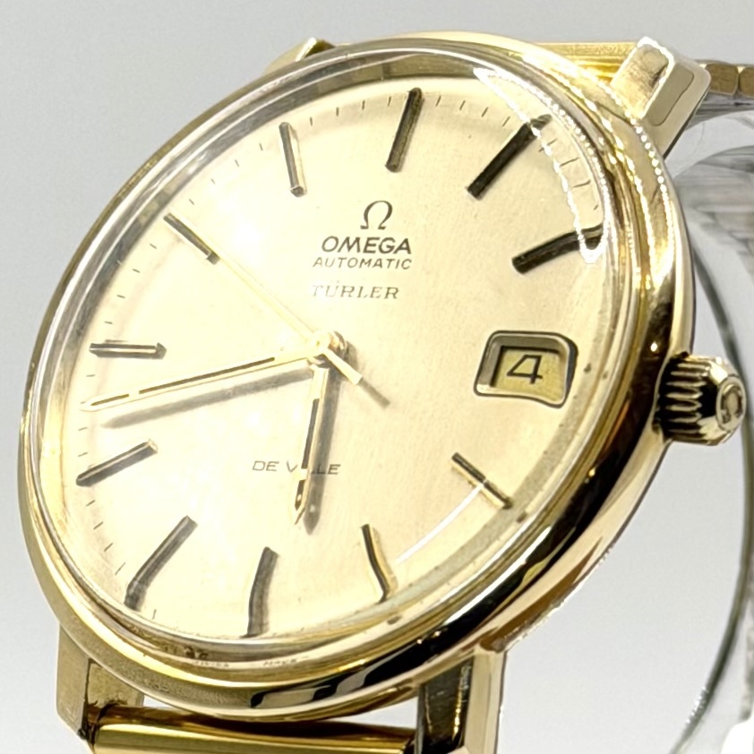 [稼働] OMEGA DE VILLE TRLER ダブルネーム オメガ デヴィル AUTOMATIC 自動巻き ゴールド 金張 デイト メンズ ヴィンテージ 3針 腕時計