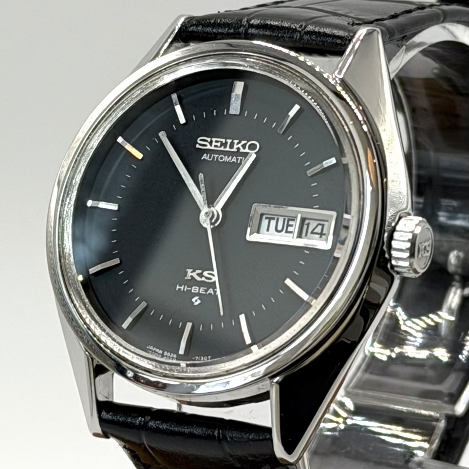 [稼働] KING SEIKO HI-BEAT 56KS キングセイコー ハイビート 1971年 自動巻き 黒文字盤 3針 デイデイト ヴィンテージ メンズ 腕時計