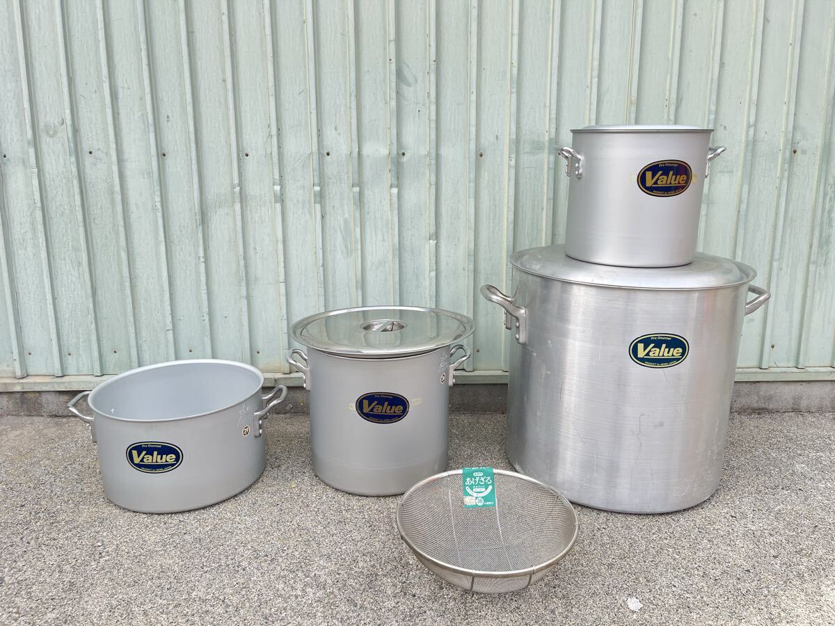 寸胴鍋 4点セット 30cm 36cm 39cm 54cm Value 平和アルミ 業務用 蓋付 調理器具 飲食店 なべ 厨房 食器 キッチン 店舗 炊き出し キャンプ