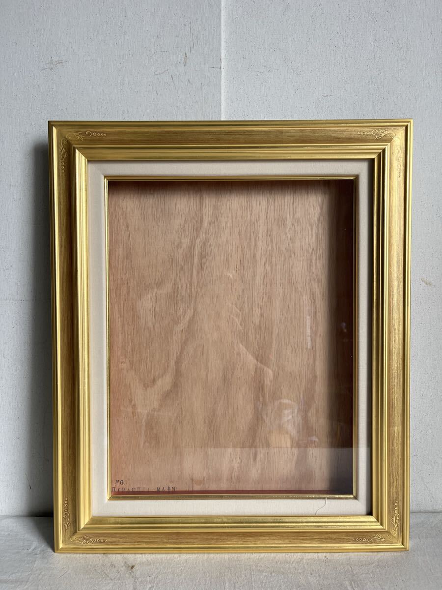 額縁 ゴールド 金 アンティーク F6号 木製 額装 空額 油彩額縁 油絵 インテリア フレーム 骨董 古道具 美術 芸術 古美術 アート 昭和レトロ