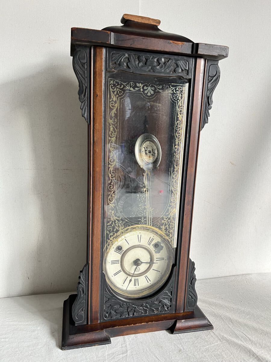 SEIKOSHA 精工舎 黒柿 柱時計 振り子 古時計 アンティーク レトロ ボンボン ゼンマイ式 掛け時計 現状渡し 昭和レトロ ビンテージ 骨董 