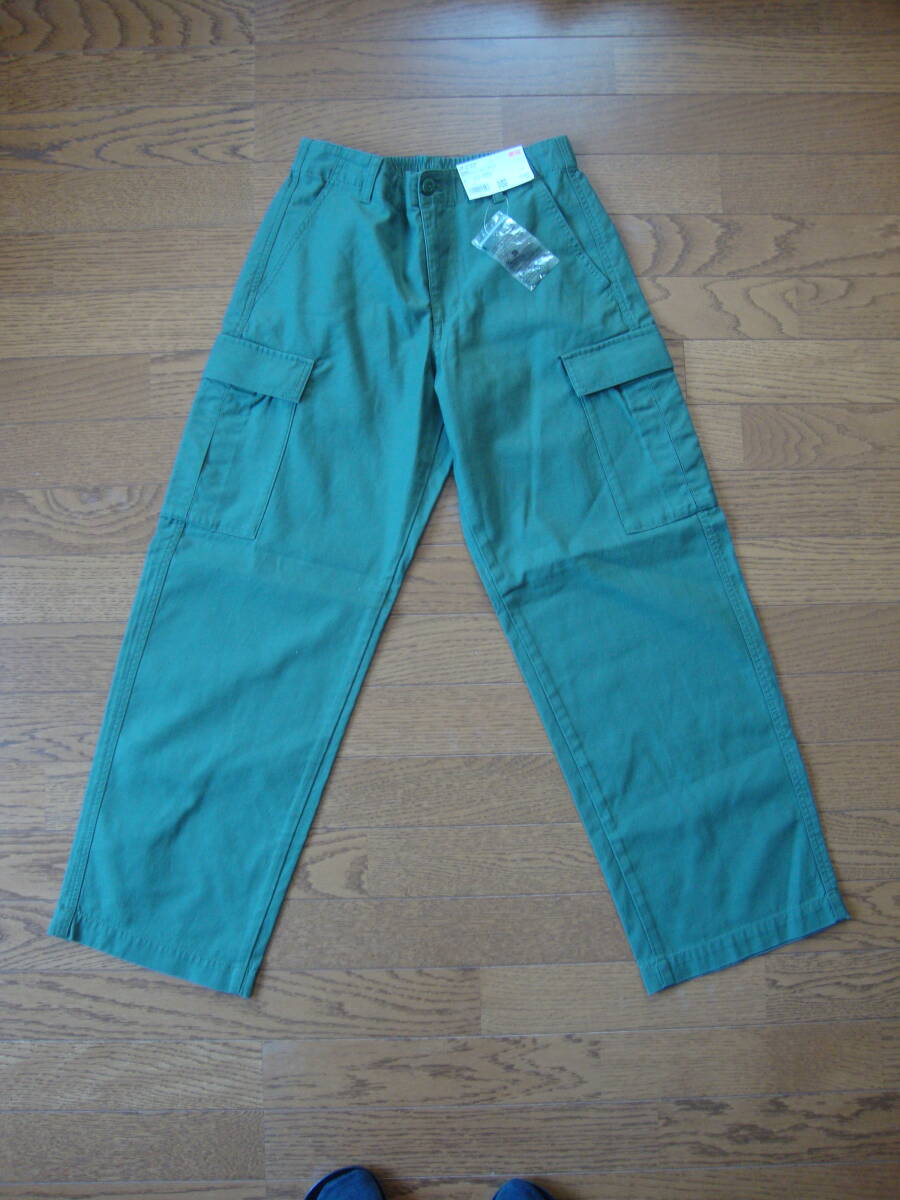 【未使用】 UNIQLO ユニクロ / ワイド ストレート カーゴパンツ　Green　Sサイズ