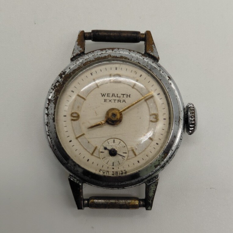 【不動品】WEALTH EXTRA 手巻きレディース腕時計 スモセコ ヴィンテージ ケースのみ (11857)