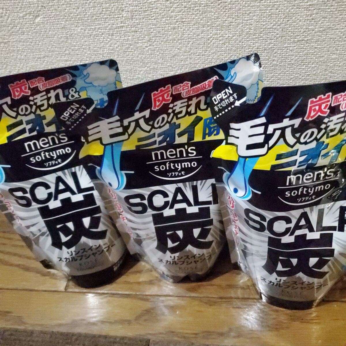 メンズ ソフティモ リンスイン スカルプシャンプー （炭）つめかえ 400ml×3個