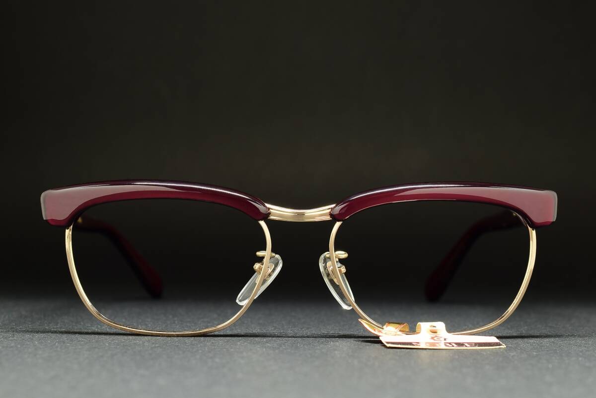 デッドストック NOBLE 07-179 50-16 1/20 14K GF/セルロイド ブロー メガネ サングラス フレーム 14金張り ゴールド/エンヂパール