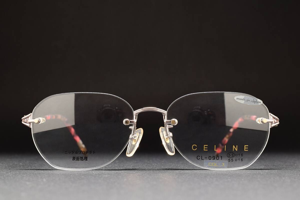 デッドストック CELINE PARIS CL-0901 C.3 53-16 リムレス メガネ サングラス フレーム ヴィンテージ ピンクゴールド 日本製 ふちなし