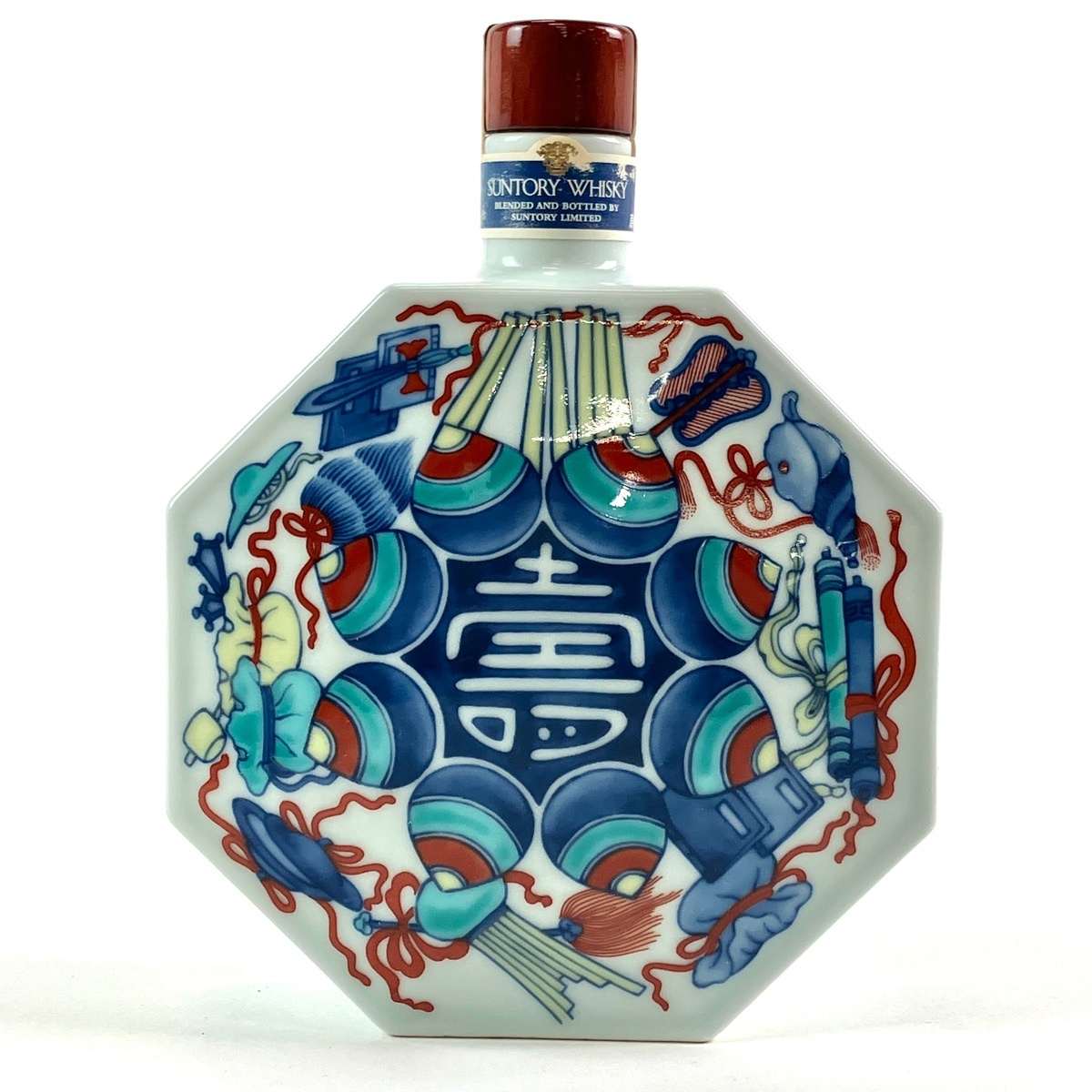 【東京都内限定お届け】 サントリー SUNTORY 有田焼 色絵壽字宝尽文八角瓶 600ml 国産ウイスキー 【古酒】