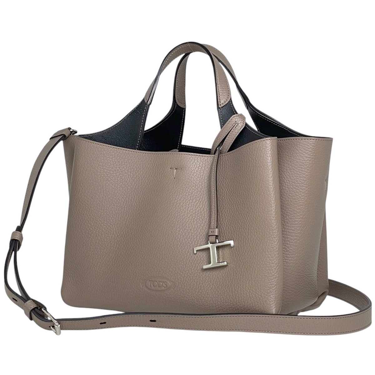 トッズ TOD’S レザーバッグ ミニ Tタイムレス Tステッチ ハンドバッグ レザー ベージュ レディース 【中古】