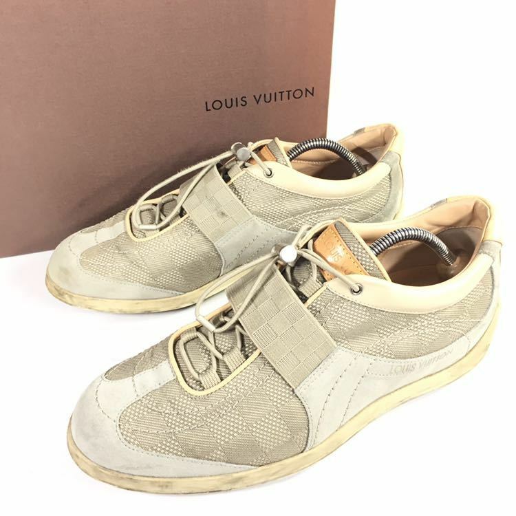 【ルイヴィトン】本物 LOUIS VUITTON 靴 26cm ダミエ スニーカー カジュアルシューズ スエード×ジャガード 男性用 メンズ イタリア製 7 箱