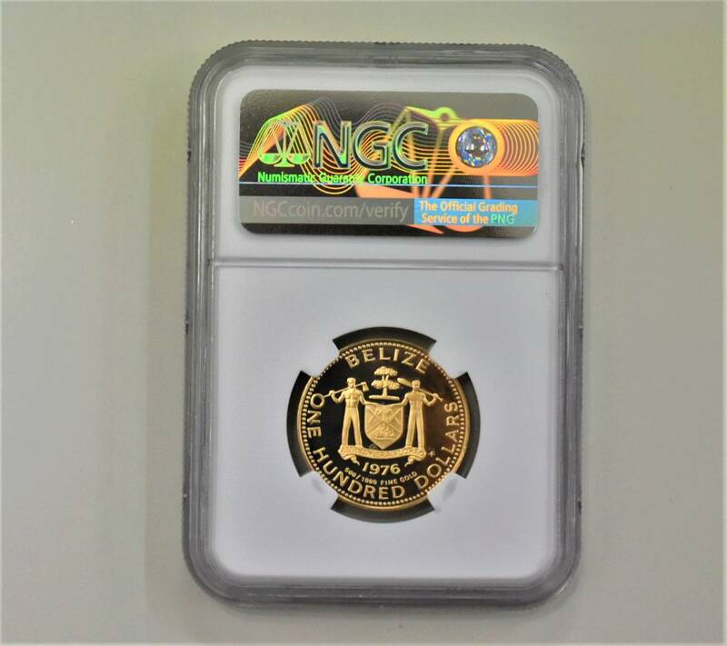 5未開封品☆NGC 1976FM BELIZE G＄100 MAYAN SYMBOLS PF 68 ULTRA CAMEO ベリーズ金貨 Au500 K12 6.2ｇ 外国金貨 コイン 送料無料