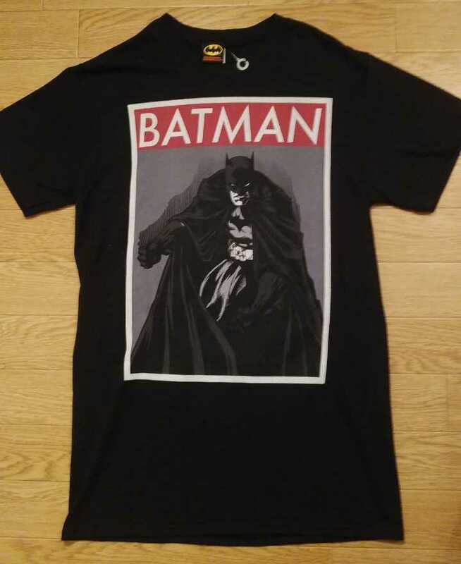 即決☆未使用☆バットマン BATMAN プリント デザイン Tシャツ S ブラック 黒 綿100％ 定形外250円☆