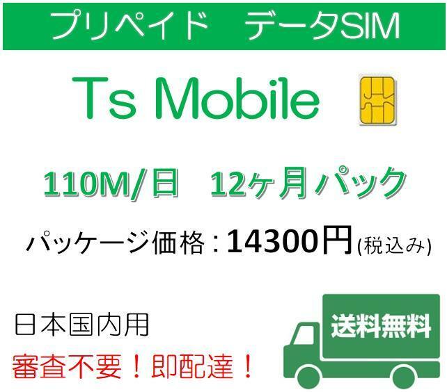 ドコモ 格安SIM プリペイドsim 日本国内 高速データ容量110M/日12ヶ月プラン(Docomo 格安SIM 12ヶ月パック)