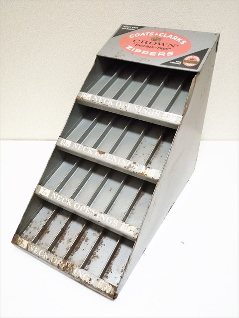 40’ｓ ビンテージ CROWN ZIPPERS ジッパー用 ディスプレイラック CAPITOL COUNTER DISPLAY社 ショーケース メタル インテリア 什器